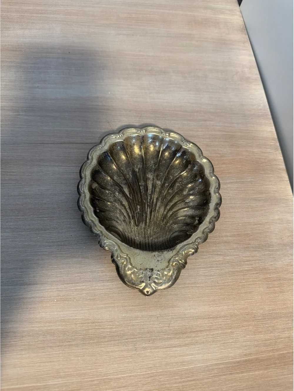 Vintage Silver-Tone Shell Shaped Decorative Dish